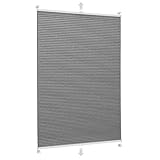 Sekey Wabenplissee Ohne Bohren Verdunkelung Rollo 100% verdunkelnd Blickdicht, Klemmfix, Aluminiumschiene, Grau, 55 x 120cm (BxH)