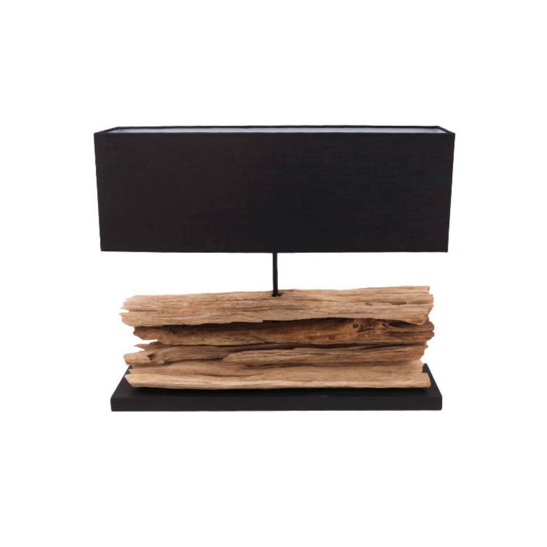 AquaOne Lámpara natural I Lámpara de pie Lámpara de mesa de madera natural rústica I Muebles de madera decorativa Lámpara de pie I Hecho a mano con raíz única I Pantalla en negro (París)