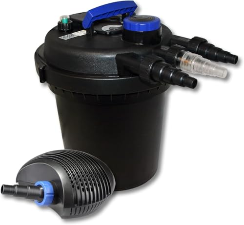 SunSun Komplettset: CPF-180 Teichdruckfilter bis 6000 L Teichfilteranlage mit 11 Watt UV-C Teichklärer, CTF-3800 SuperECO Teichpumpe 3600l/h 20W