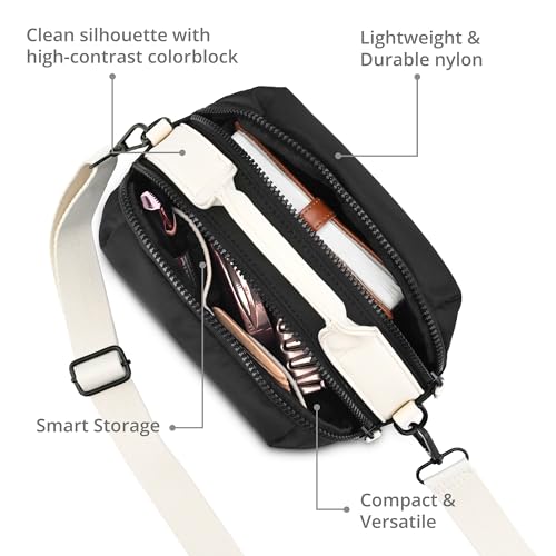 Image of Fastrack Sling Bag for Men & Women | Medium Nylon Sling with Colorblock Design, Zipper Closure, Webbing Strap & Detachable Sling | 2 Compartments with Internal Utility Pockets for Everyday Use
