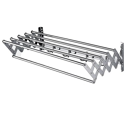 TCXSSL Stendibiancheria da Parete Estensibile in Acciaio Inox Stendibiancheria A Soffietto Pieghevole Stendino A Fisarmonica for Bagno Balcone Compatto E Pratico (Size : 100cm)