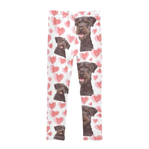 Dogs with Hearts Girls Leggings,Workout Leggings for Girls Toddler Athletic Leggings Size for 3-10T2