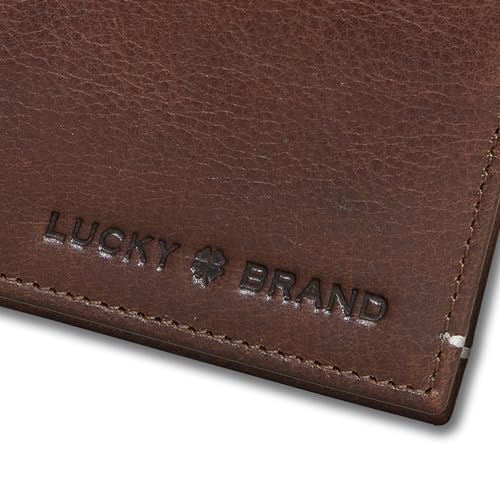 Lucky Brand Men's Bifold Wallet | ID Window | Card Slots Organization | Durable | Stylish, Smooth Leather-Brown, One Size3