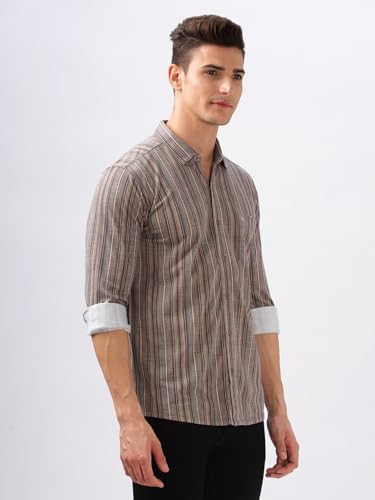Image of BULLMER Trendy Regular Fit Striped Causal Full Sleeve Shirt for Men.