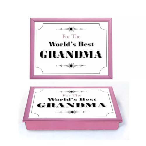 Lap Tray with Bean Bag Cushion Padded World's Best Grandma Grandmom Dinner Serving Laptop Holder Breakfast in Bed Serving Laptray Dinner Lunch Caravan Camping Camping Camper Van Motivational Learning