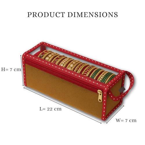 Image of Single R Rod Bangle Box Organizer for Women | Hard Board Chudi Storage Box with Removable Rods & Transparent Top Window | Jewellery Organizer | Maroon | Set of 14