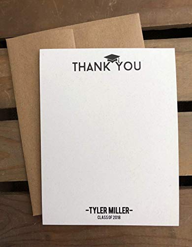 Amazon Com Graduation Thank You Notes Custom Stationery Set Flat Notecards Personalized Recycled Eco Friendly Gift Set Handmade