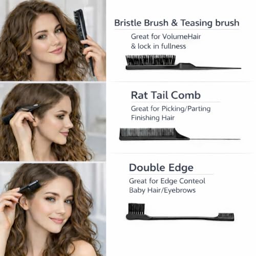 Image of Detangler Brush for Curly Hair, Lightweight Curly Hair Brush with Vented Design for Easy Glide, Effortlessly Detangles Without Pulling or Snagging, Suitable for All Wet and Dry Hair Types (Black)