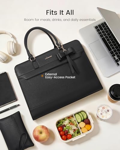 Image of LOVEVOOK Laptop Tote Bag for Women,Leather Work Bag with Tumbler Holder