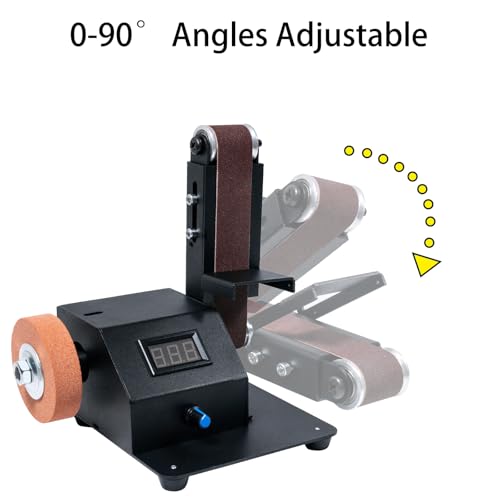 YZCHAIN Mini Belt Sander with 10 Abrasive Belts, Angle Adjustable Bench Belt Grinder, Variable Speed Control & Digital Display, 350W Power Sander for Woodworking Metal, G6M-ZJL-ONR648 - Image 3