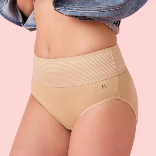 Image of Enamor Cotton Classic, All Day Comfort, High Waist Brief - Breathable, Antimicrobial with Stain Release, Outer Brushed Wide Elastic, Full Coverage - CW01