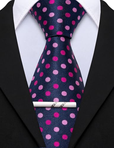 Image of Barry.Wang Mens 6 PCS Ties Silk Striped Paisley Check Floral Necktie Silky Woven Wedding Business Party Ties 3.34 inch