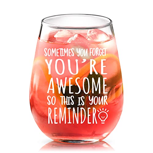 Joymaking Verre à vin cadeau - You Are Awesome - Verre à vin sans pied - Cadeau de remerciement pour vos amis collègues - Cadeau idéal pour elle/lui, anniversaire pour femmes et hommes - 38 g