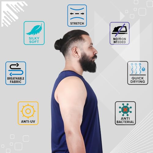 Image of Sleeveless T Shirts for Men - Gym Vest, Sando Tank Top Wear, Workout Baniyan, Stringers Inner Shirt, Bodybuilding Tshirts, Sports Tshirt Vests, Stylish Tanks Tops