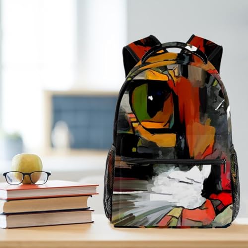 Sac à dos chat multicolore 40cm pour collège et voyage décontracté - 5
