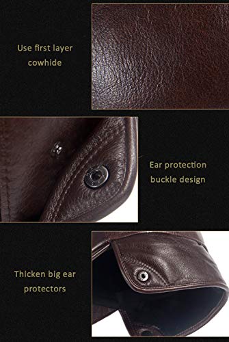 Dôme d'hiver en cuir véritable capuchon de baseball chaud taille réglable 56cm - 8