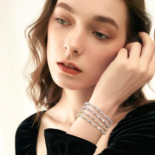 Moissanite Bolo Tennis Bracelet,4.64-7.35cttw Adjustable Bolo Simulated Diamond Bracelets,18K White Gold Plated 925 Sterling Silver,D Color VVS1,Birthday Anniversary Jewelry Gifts for Women3