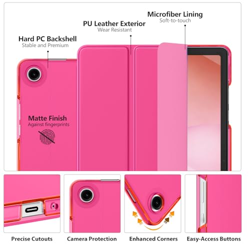 Image of MoKo for Samsung Galaxy Tab A11 Plus / A11+ Case 11 Inch 2026, Galaxy Tab A9 Plus / A9+ Case 11 Inch 2024, Slim Stand Hard PC Translucent Back Shell Smart Cover, Auto Wake /Sleep,Bright Pink