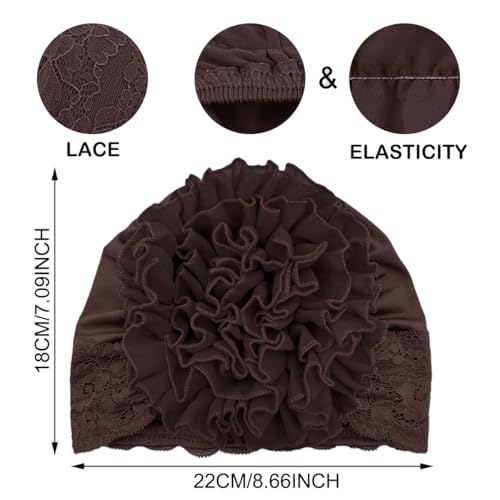 2 Pzas Pañuelo turbante para mujer con encaje floral miniatura 2
