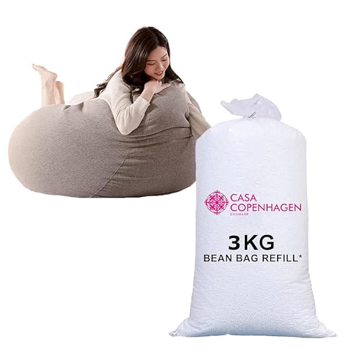 Image of Casa Copenhagen Premium Virgin Grade Thermocol Balls Refill for Pillows, Sofa, Bean Bags, Soft Toys & Beans for Bean Bag Refill 3 Kg (White)