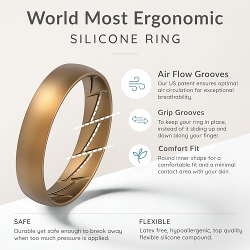 Image of ThunderFit Silicone Rings for Him and Her, Rubber Engagement Bands Unisex - 1 /4 /5 /7 /8 Variety Multipack