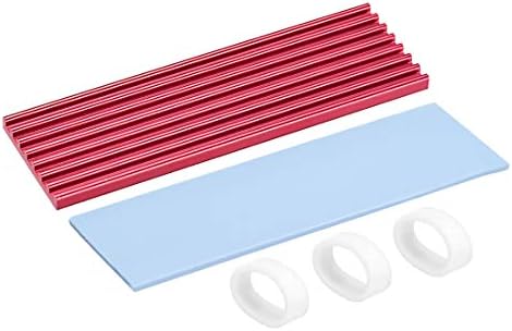 sourcing map Aluminum Heatsink Kit 70x22x3mm Black with Silicone Thermal Pads for M.2, for 2280 SSD