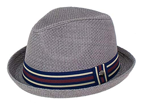 Peter Grimm Depp Natural Straw Fedora (Small-Medium, Grey)