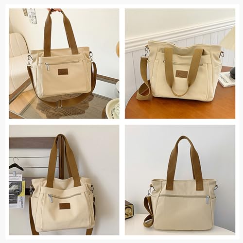 Bolso bandolera grande de lona para mujer miniatura 6