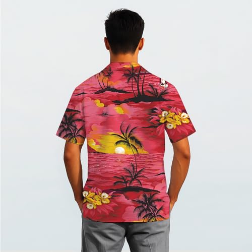 Image of Men's Hawaiian Wrinkle Free Short Sleeve Button Down Funny Tropical Floral Beach Vacation Shirt