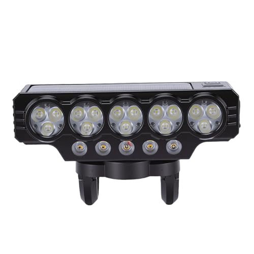 SALALIS Luz de Bicicleta con Bocina, Faro LED Brillante de 900 LM con Energía Solar para Conducción Nocturna, 1 Luz de Bicicleta Recargable de Aleación de Aluminio