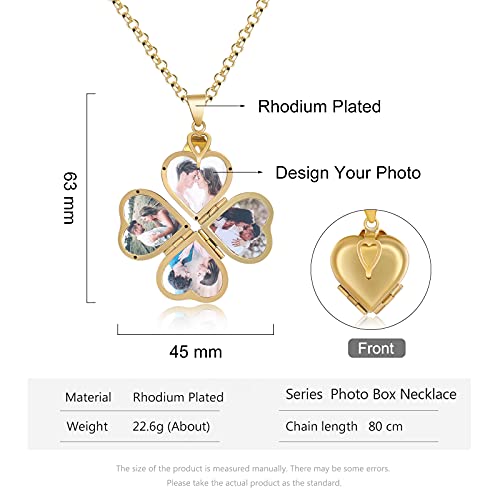 Nobelook Personalized Love Heart Locket Necklace That Holds 4 Photos Customizable Pendant Charms For Women Gold Plated Vintage Necklace For Mother Christmas Birthday Gift Chain Length 31.49 Inch Adjustable  thumb #1