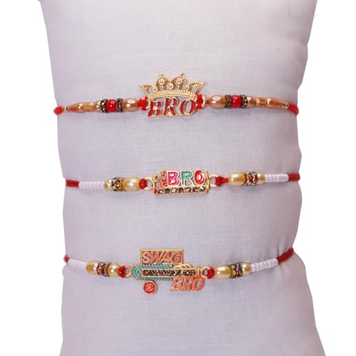 Set of 3 Fancy BRO BHAI SWAG BROTraditional Rakhi Designer Rakhi- Best Handmade Rakhi for Loving Brother/Sibling/Rakhi for Brother, Rakhi Bracelet, Raksha Bandhan Rakhi, Raksha Bandhan Festival4