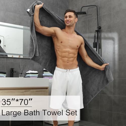 Hailea Gray Bath Towels Set 35X70 Inches - Luxury 600 Gsm Oversized Bath Sheet Towel,Extra Large Microfiber thumb #1