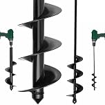 Garden Auger Drill Bit 2 piece - Extra Large 4x42+9x40cm Spiral Planting Auger for Hex Driver Drill, Garden Post Hole Digger for Planting Bulbs Seedlings