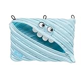 ZIPIT Monster Pencil Pouch for Boys | 3-Ring Binder Pencil Case | Large Capacity Pen Case for School (Blue)