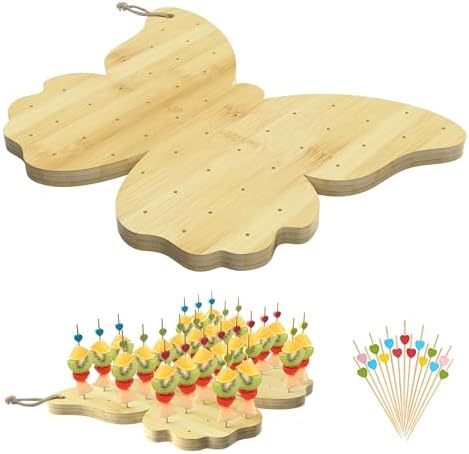 Bamboo Cake Pop Stand Lollipop Display Holder Cookie Dessert Display Set with 100PCS 10cm Bamboo Sticks for Weddings Baby Showers Birthday Parties (Butterfly)
