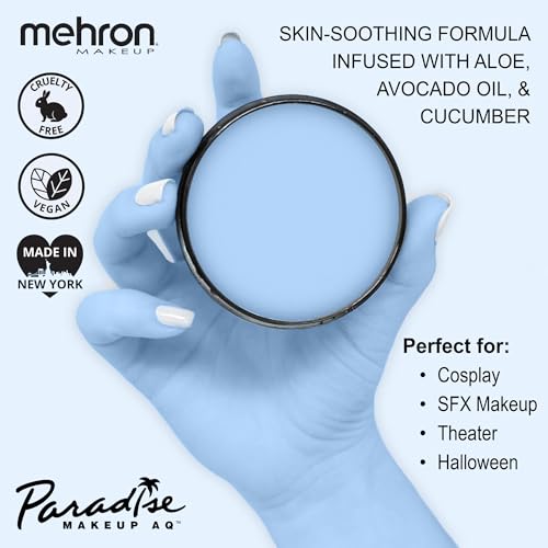 Image of Mehron Makeup Paradise Makeup AQ Pro Size | Stage & Screen Performance, Face & Body Painting, Beauty, Cosplay, and Halloween | Water Activated Face Paint, Body Paint 1.4 oz (40 g) - Pastel Blue