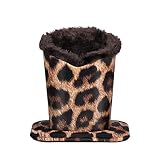 Molshine Desktop Upright Eyeglasses Spectacles Glasses Holder Stand Case-Soft Plush Lining-(Brown Leopard Print)