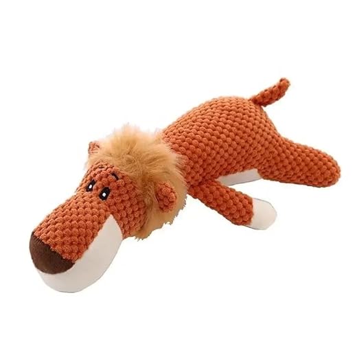 Heim & Tier® Juguete chirriante para perros, juguete para perros, cachorros de dentición, juguete para masticar, juguete interactivo para perros pequeños y medianos (león)