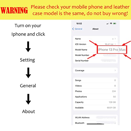 RMAWRAD Wallet case for iPhone 13 pro Max Real Leather 6.7 in Case,Genuine Leather Shockproof Case,Flip Folio Cover with Card Slot Kickstand, Brown
