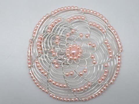 Elegant Beaded Dressy Wire Kippah for Women and Girls - Pink