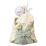 regalo bel おむつケーキ 出産祝い メッセージカード付き ベビー袴 女の子 男の子 赤ちゃん ギフトセット ベビー ダイパーケーキ (メローグリーン・70cm, パンパースS)