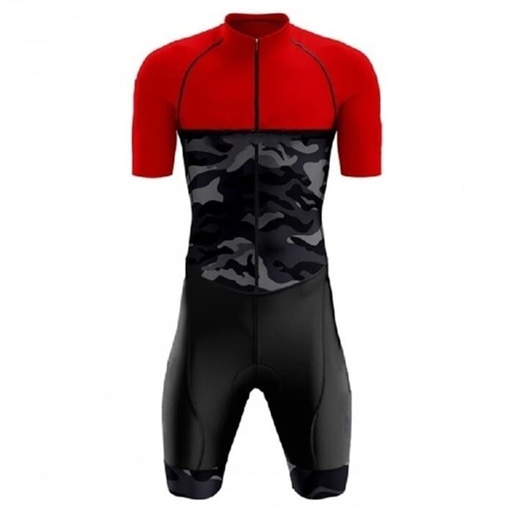 Męski garnitur rowerowy Triathlon Suit Ustaw krótko-rękawowe ubrania rowerowe rowerowy garnitur rowerowy Żel 9d Pełny body zip (Color : 16, Size : X-Small)