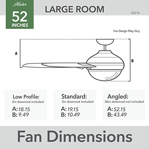 Image of Hunter Fan Company 50276 Hepburn Ceiling Fan, 52, Matte White Finish