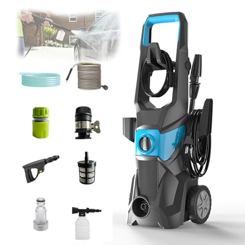 高圧洗浄機 3000W 150BAR 高圧洗浄 洗車機 ポータブル高圧洗浄機 水道直結 自吸両用 高圧ホース 10m水道ホース 二重絶縁 IPX5防水 家庭用 強力噴射 ハンディウォッシャー 洗車/庭/屋外/階段/外壁 キャンプ ショートガン10m出水パイ