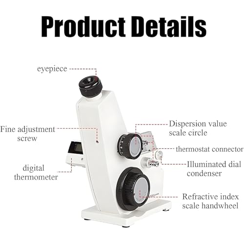 Monokulares Abbe-Refraktometer, digitales Labor-Brix-Refraktometer mit einstellbarer Schärfe, 1.3000-1.7000 ND und 0-95% Brix-Messung, 0,0002 Genauigkeit