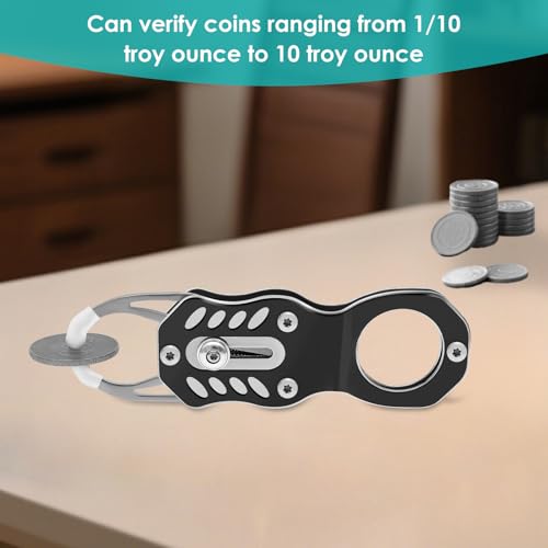 Münztester Set, Pocket Changes Pinger Tester Kit Tragbares Gold- und Silberwechsel-Resonanztestgerät mit Hammer und Lupe für Sammler