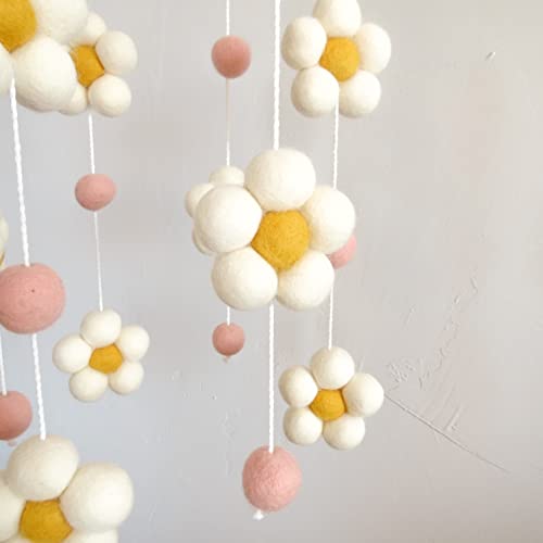 Daisy Mobile For Crib, Baby Crib Mobile For Girls, Baby Mobile For Bassinet, Nursery Felt Flower Mobiles #TOP4