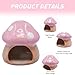 AnRui Ceramic Betta Fish Tank Accessories Decor Cute Mushroom House Aquarium Decoration Hideout Cave Ornament for Small Fish, Shrimp, Goldfish and Reptiles (Pink)
