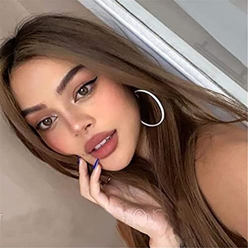 coadipress Lightweight Matte Metal Hoop Earrings Candy Color Nightclub Earrings 90s Retro Neon Round Earrings 80s Classic Big Circle Hoop Earrings for Women Statement Jewelry (White Circle)2